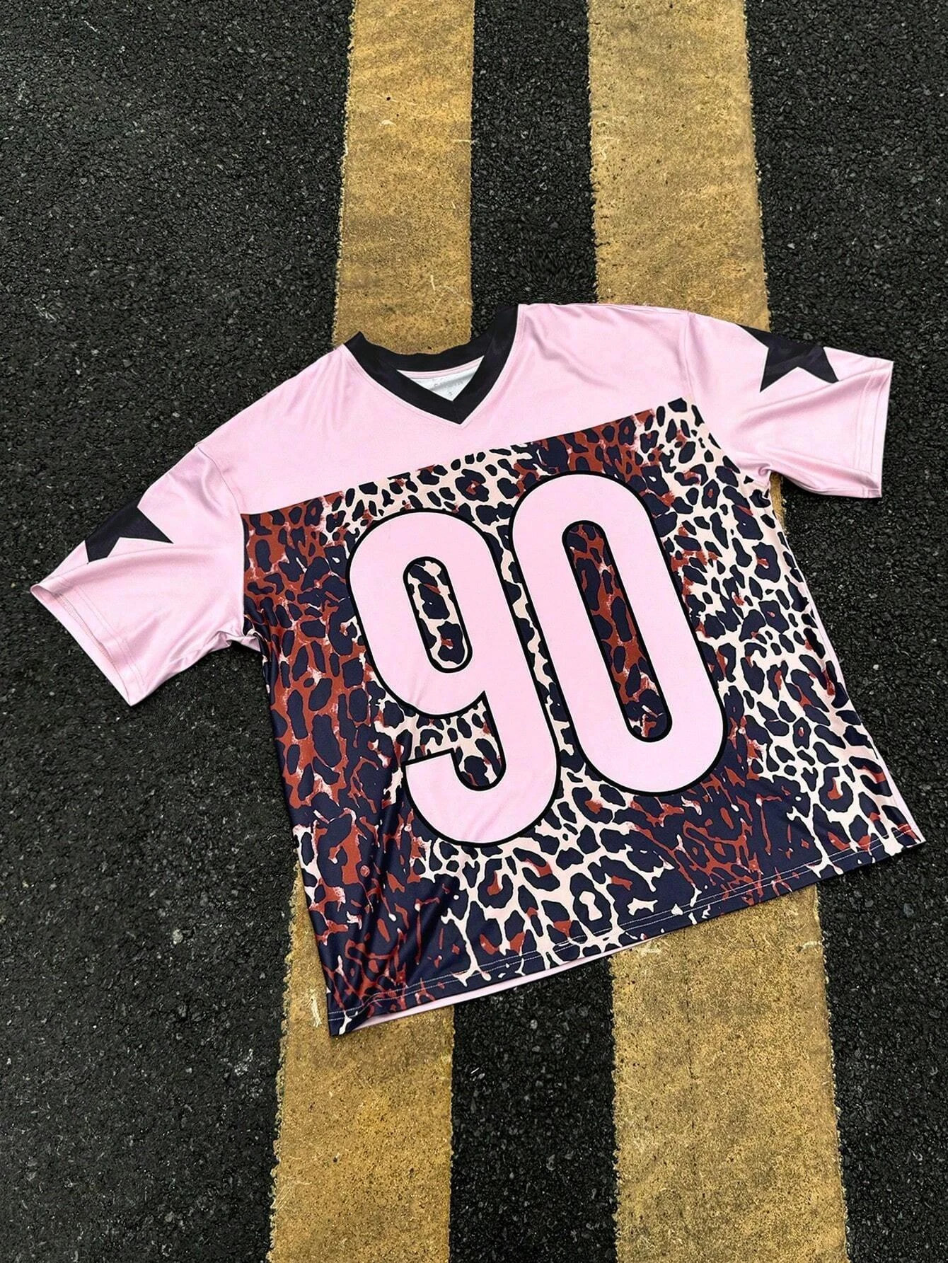 Large Area Leopard Print No 90 Womens Tshirt Trendy Streetwear Pink Sweetheart Girl Style Casual Sports Short Sleeved Tee 250513