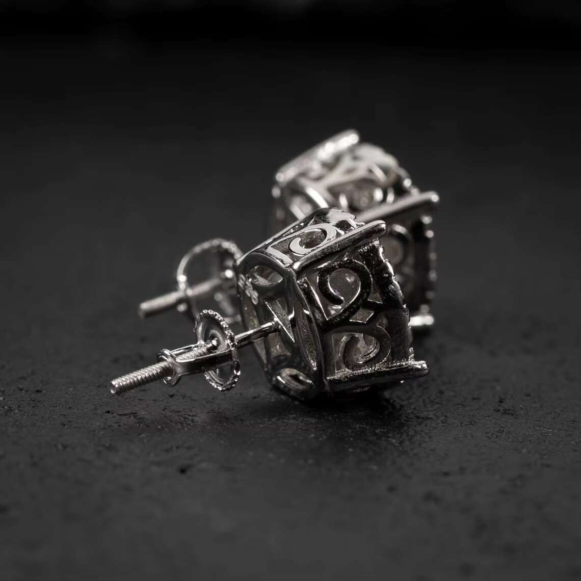 Hip Hop Earrings 925 Sterling Silver VVS Moissanite Diamond Iced Out Moissanite Earrings Men