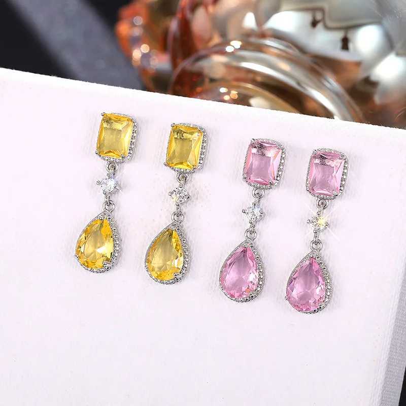 Luxury Female Earrings 925 Silver Needle Shiny Waterdrop Zirconia Earrings for Women Fashion Statement Bride Jewelry Gift Y250510