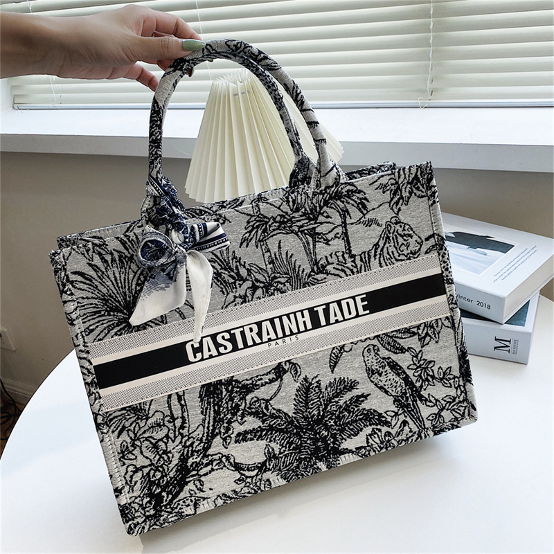Designer Trendy Pearl Emed Tote Handbag Large Capacity Shoulder Bag Women S With French Floral Print Free Shipping Free shipping