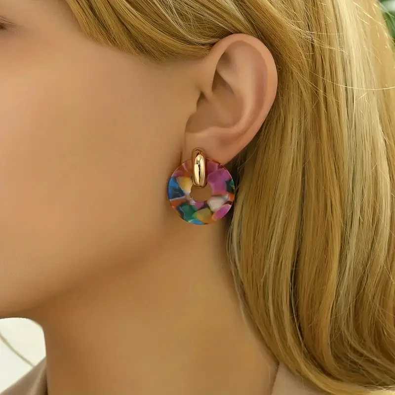 Colorful Metal Post Earrings For Women Resin Fashion Jewelry Trendy New Style Bohemia Holiday Accessories Wholesales Gifts MQ441 Y250510