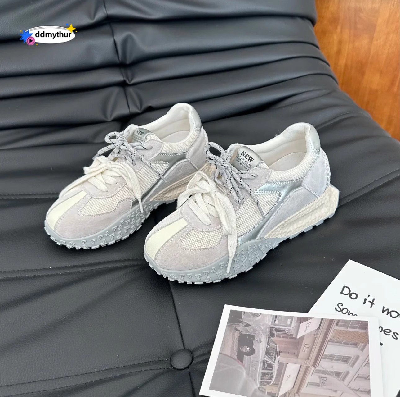 Short stature with an increase 7cm height, German training for women in the spring and autumn of 2025, new thick soled color blocked casual women'