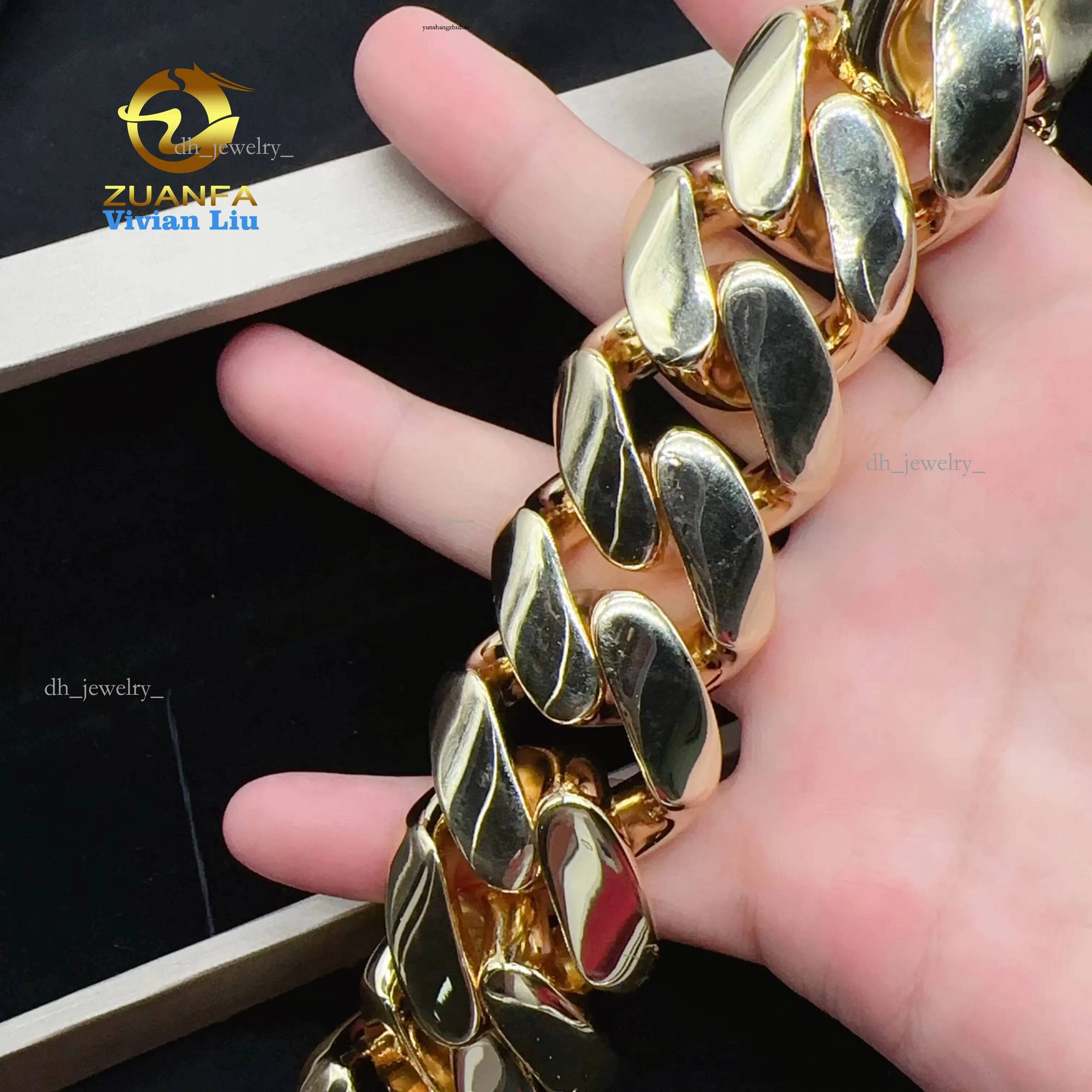 30MM Big Size Men Hip Hop Jewelry Brass Real Gold Plated k Chain Cuban Bracelet