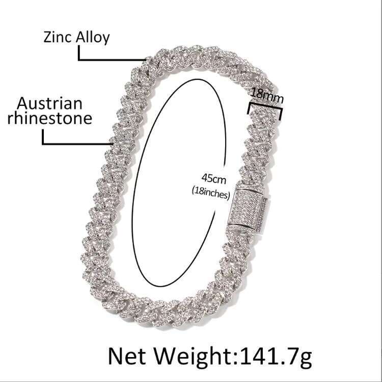 DHCollections fashionable moon chilled sier 18mm hip-hop necklace with pointed claws Cuban chain men's accessory buckle