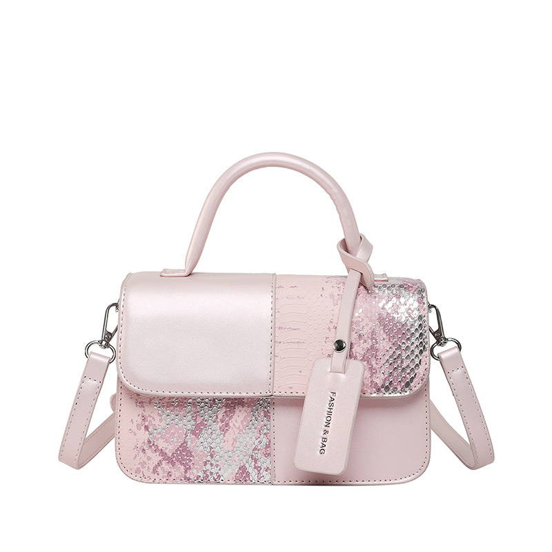 Designer Pack New Fashionable Snake Skin Pattern Splicing Handheld Small Square Trendy Color Contrasting Single Cross Shoulder Women S Bag Free Shippi