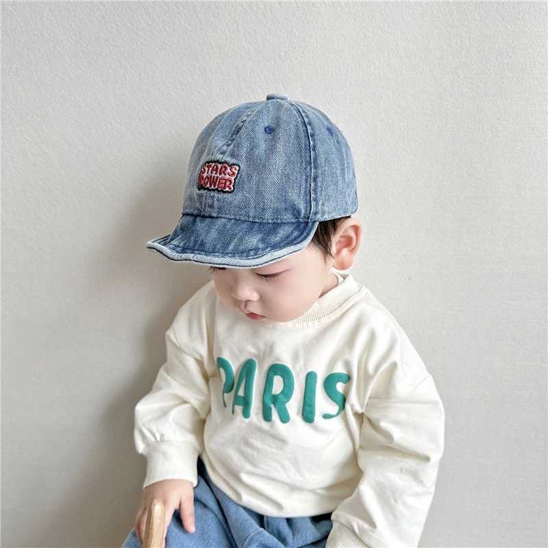 Denim Letter Embroidery Baby Baseball Caps Vintage Spring Autumn Adjustable Kids Peaked Hats For Boy Girl Outdoor Casual Sun Hat R250512