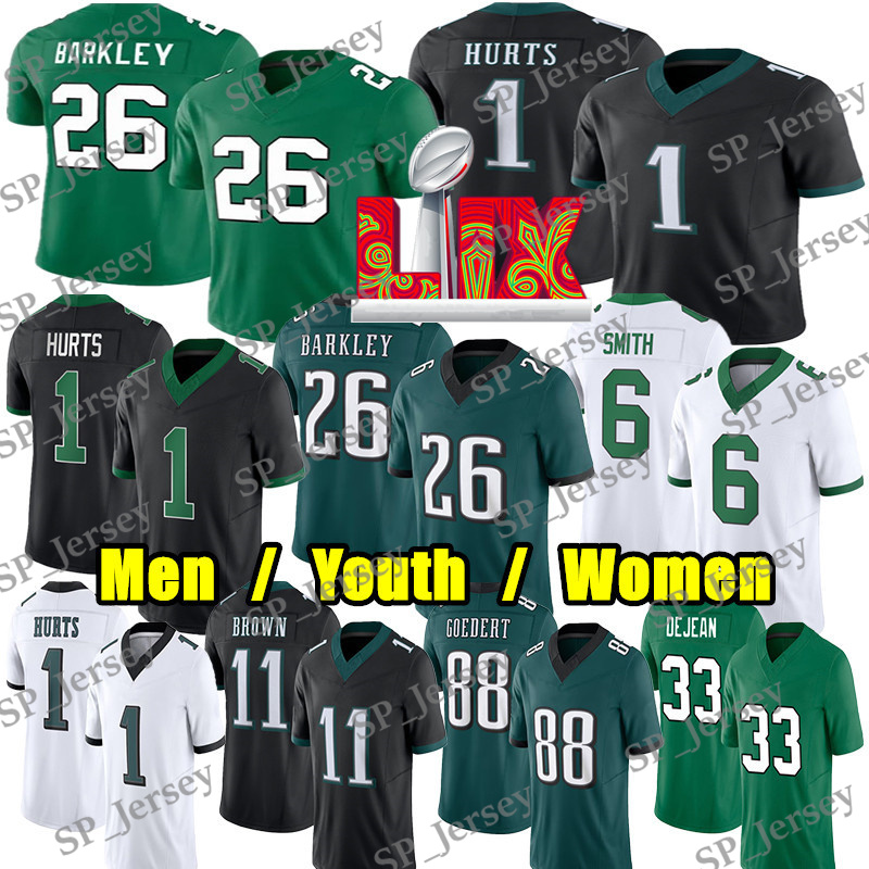 #26 Saquon Barkley Football Jersey #1 Jalen Hurts DeVonta Smith AJ Brown Jalen Carter Brian Dawkins Quinyon Mitchell Goedert Cooper DeJean Jihaad Campbell jerseys