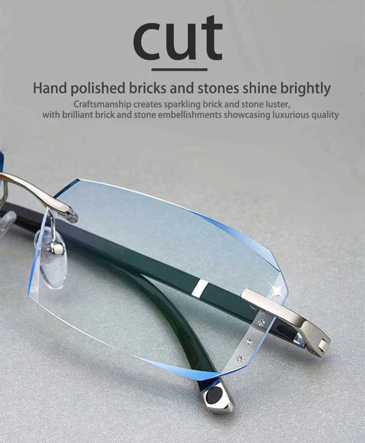 Shatar Frameless Diamond Cut Edge Reading Glasses For Men And Women Ultra LIGHT High-Definition Anti Blue Light Presbyopia W250513