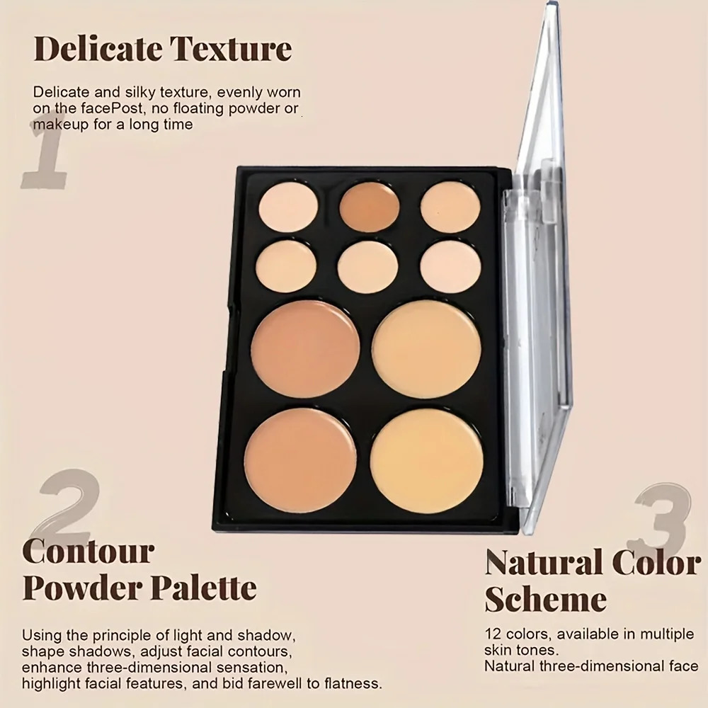 2pcs Concealer Palette with Brush Set Silky Texture High-Coverage Concealer Face Contour Palette Set 250512