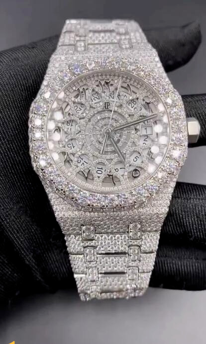 Brand-new style with hollowed-out design Premium Quality Antique Fully Iced Out VVS Clarity Moissanite Dia Watch for Men with elegant Free Fast delivery