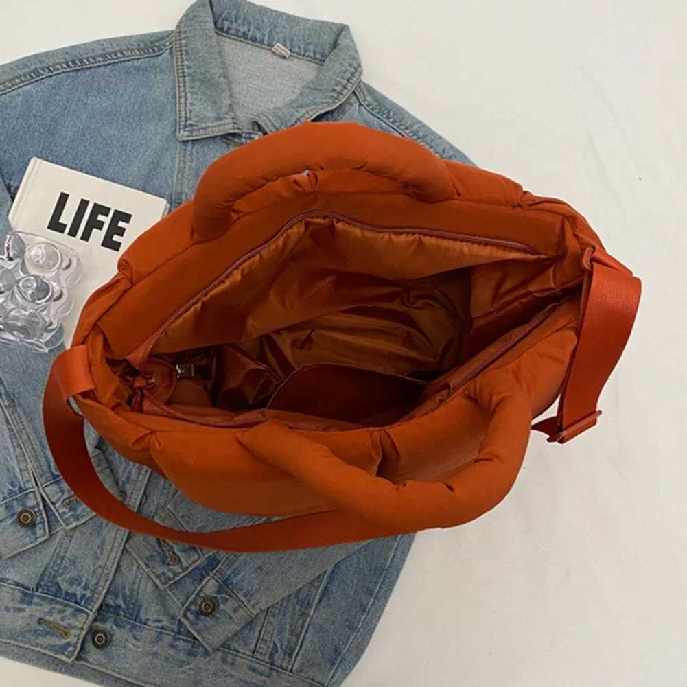 Women Soft Crossbody Bags Large Capacity Puffer Satchel Bags Solid Color Fashion Messenger Bags Adjustable Strap Chic Hobo Bag Z250513