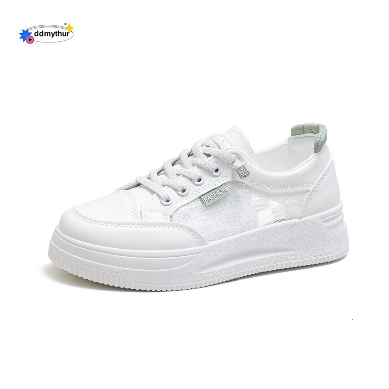Little White Women's Spring/Summer 2024 New Breathable Mesh Versatile Thin Casual Thick Sole Board Shoes ddmythur