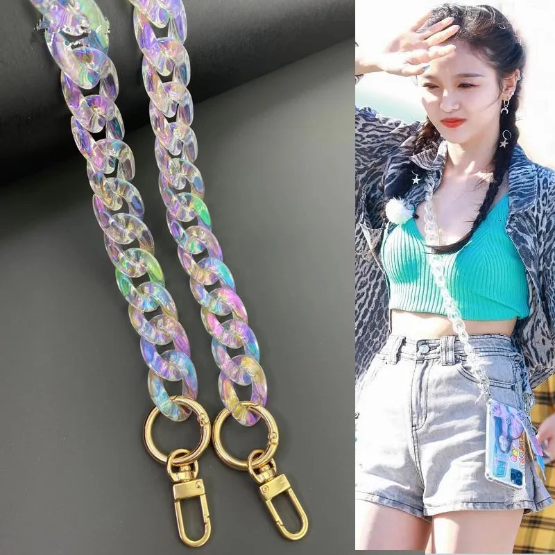 FishSheep DIY Iridescent Acrylic Chunky Chain Strap For Handbag Bags Resin Colorful Chain For Necklace Jewelry Accessories 250512