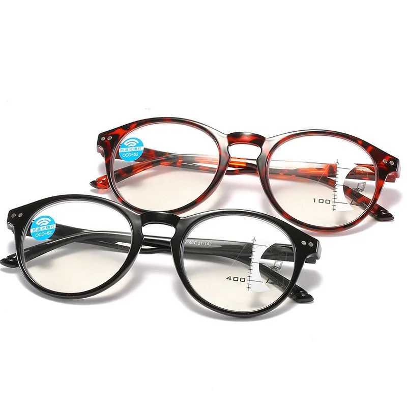 Round Frame Progressive Glasses Men Ultralight HD Multifocal Reading Glasses Ladies Women Blue Light Blocking Presbyopia Eyewear W250513