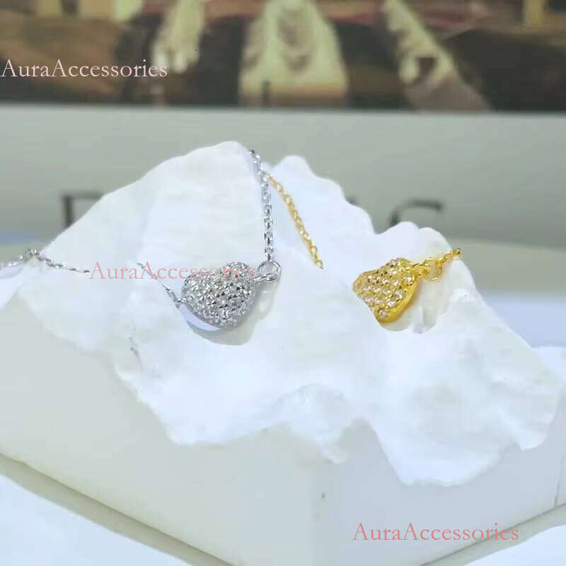 Wholesale Custom Jewelry Sterling Sier Pave Cubic Zirconia Gold Plated Heart Shaped Italian Charm Bracelet for Girls