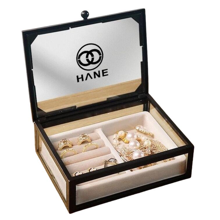 Hot 2025 Classic Letter Glass Home Item Cosmetics Fashion Brand Multipurpose Storage Bin Jewelry Organization Box Desktop Decorative