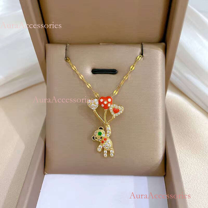 Women and Men Gold Plated Zircon Inlay Pendant Fashion Jewelry Bear Charm Pendants