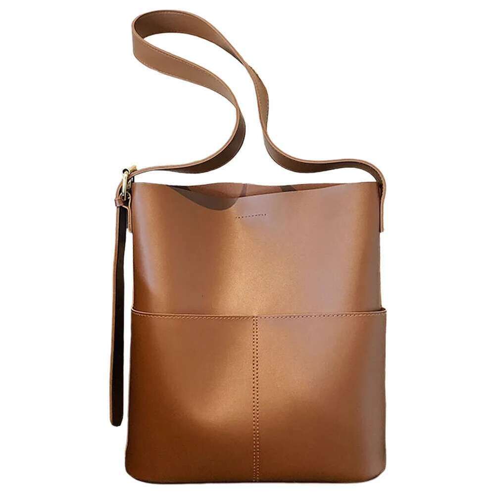 Women Leather Bucket Multi Pocket PU Crossbody Versatile Shoulder Tote Satchel Hobo Outdoor Travel Bag