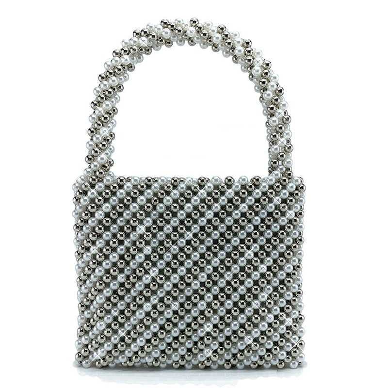Pearl bead dinner gown diagonal cross single room bag