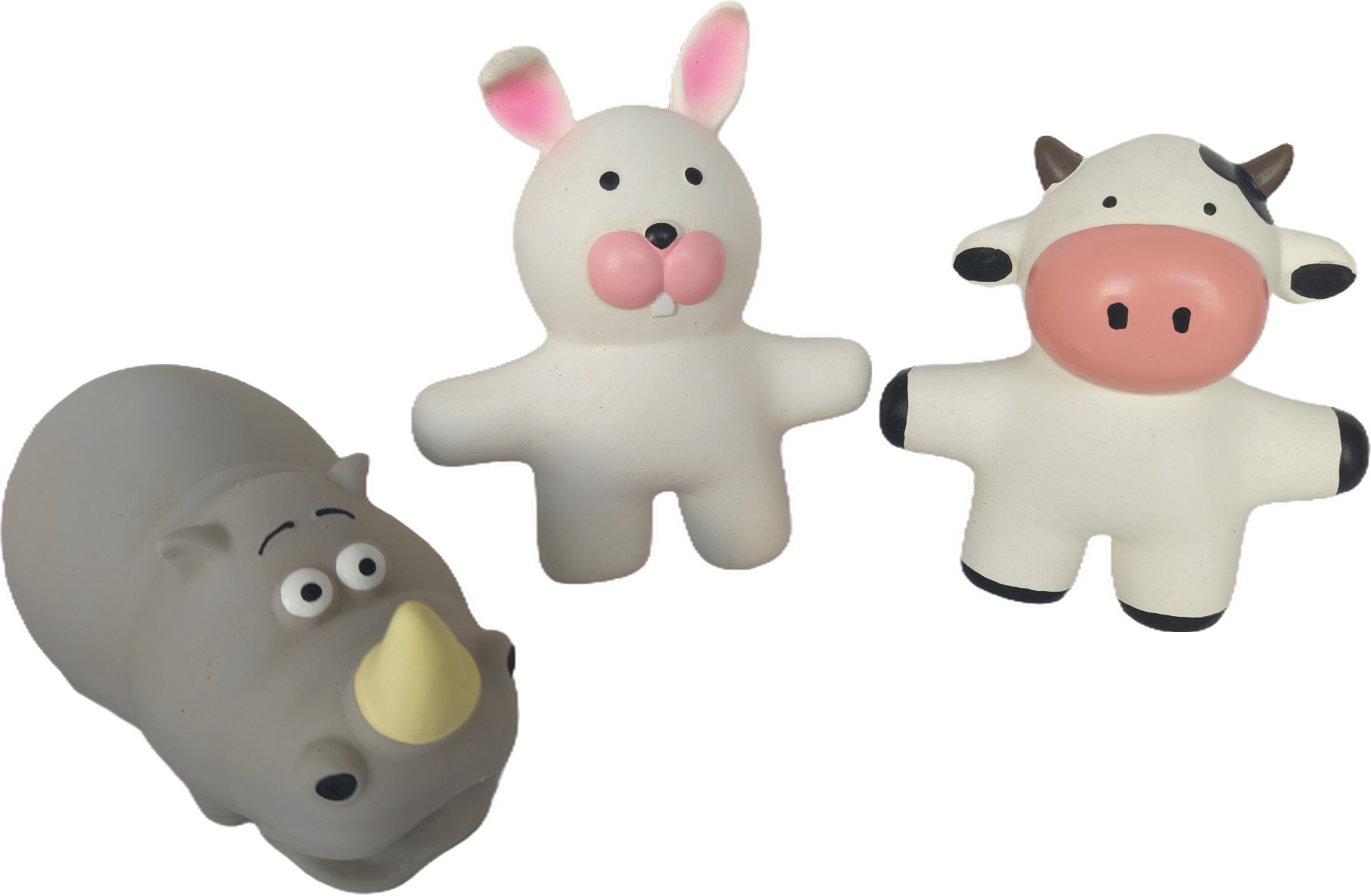 Squeaky Latex Teething Dog Toy Screaming Rubber Chewy Rabbit Hippo Deer Cow Shaped Puppy Pet Toy 4pcs/Pack with distinct toys