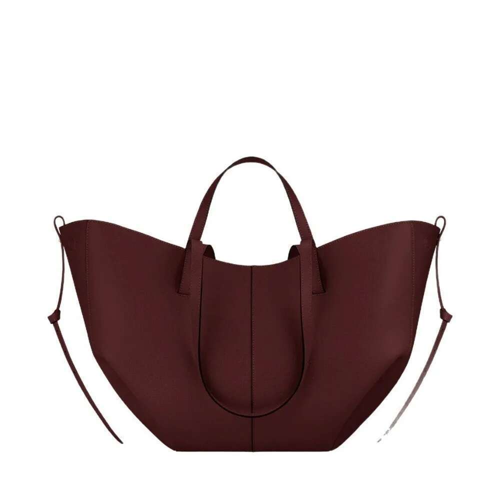 New Wing Cowhide Large Capacity Fashionable Tote Bag, Pleated Handbag, Single Shoulder Underarm Women's Bag