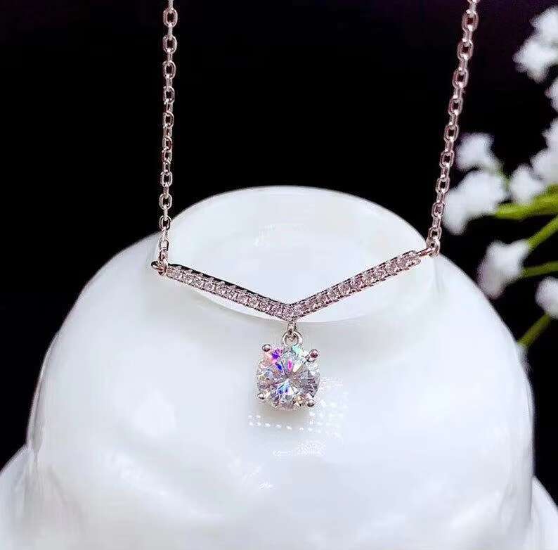 2.00tcw round cut silica pendant necklace, pure sier gift necklace