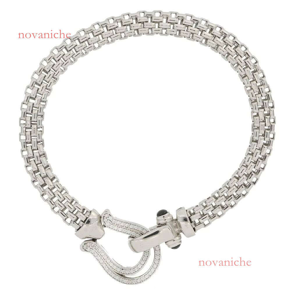 Made in Italy Sier with Horsehead Buckle Micro Setting Zircon Mesh Handmade Jewelry Elegant Women's Bracelet