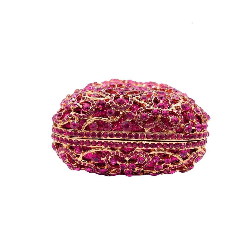 Designer Bag 2025 2025 Purplish Red Crystal Evening Bag Rhinestones Wedding Clutches Ladies Party Purse Dia Girls Dinner Prom Handbags Luxury Bag