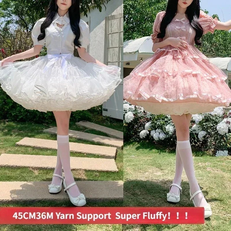 Multilayer Ruffled Petticoats for Women Fluffy Bubble Skirt Crinoline Underskirt No Hoop Boneless Lolita Puffy Mini 250513