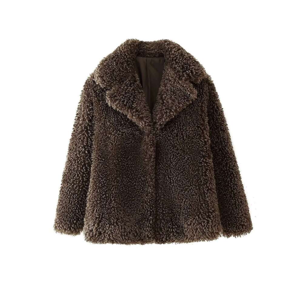autumn new women's clothing style fashionable and versatile artificial fur effect short coat jacket