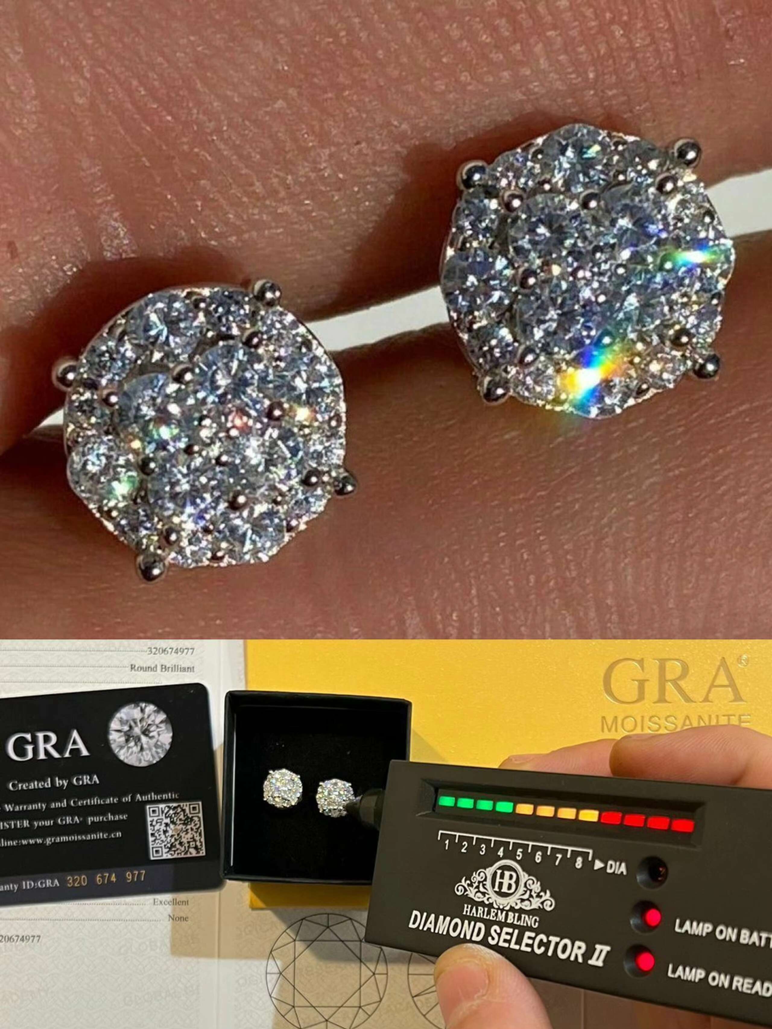 Luxury 2023 Hip Hop Earrings S925 Sterling Silver VVS Moissanite Diamond Studs Earrings for Women Men