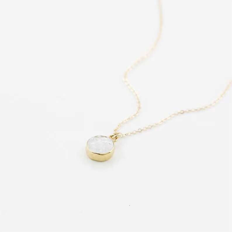Natural white, black, blue, pink Druzy circular framed pendant necklace - Stone accessory manufacturer factory
