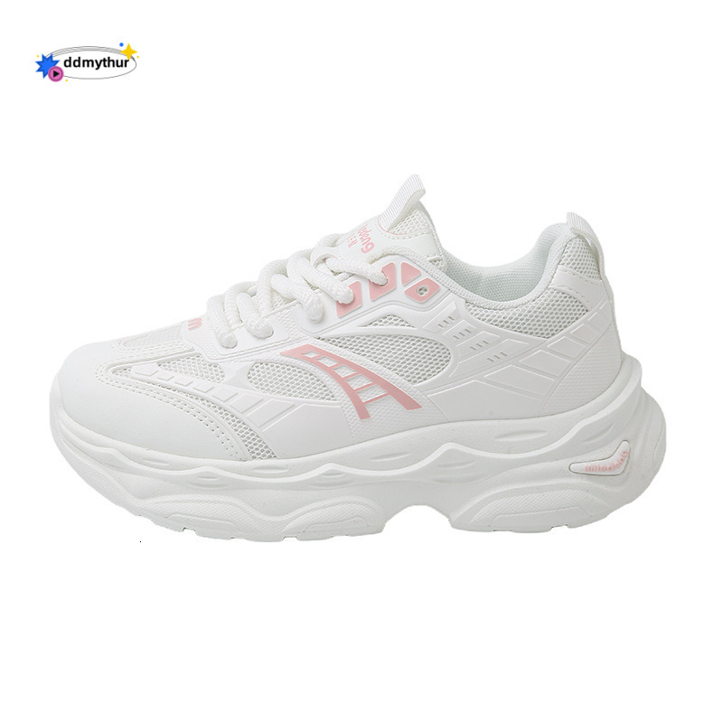 New white summer breathable mesh women's lightweight sports and leisure for middle school students soft sole running shoes ddmythur