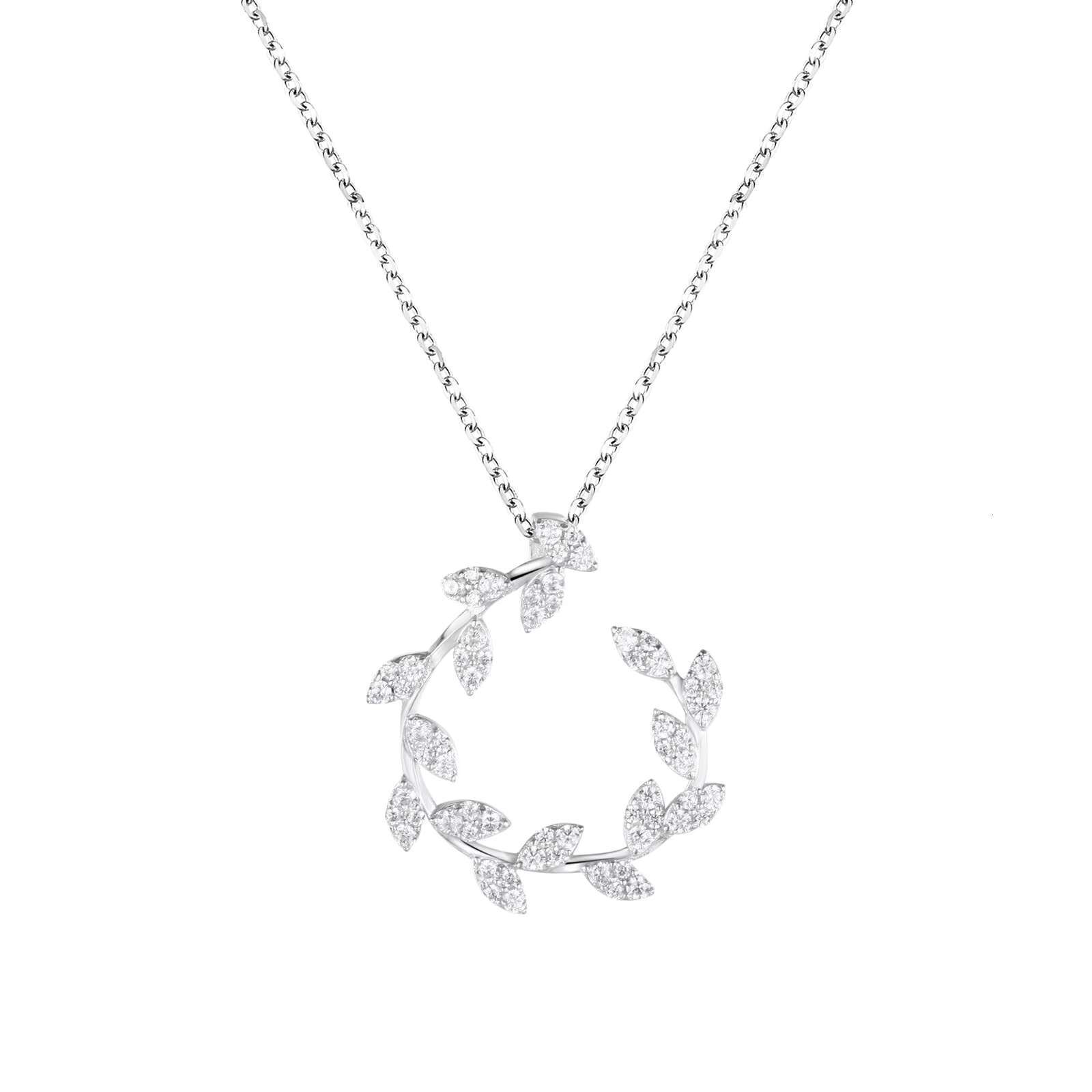 Fashion accessory S pure sier popular leaf white zircon collarbone chain pendant necklace