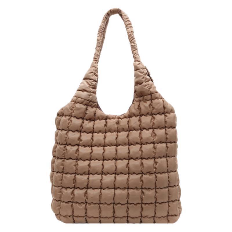 Korean version cotton jacket, underarm large capacity woven women's new 2025 simple and fashionable diamond tote bag, shoulder bag