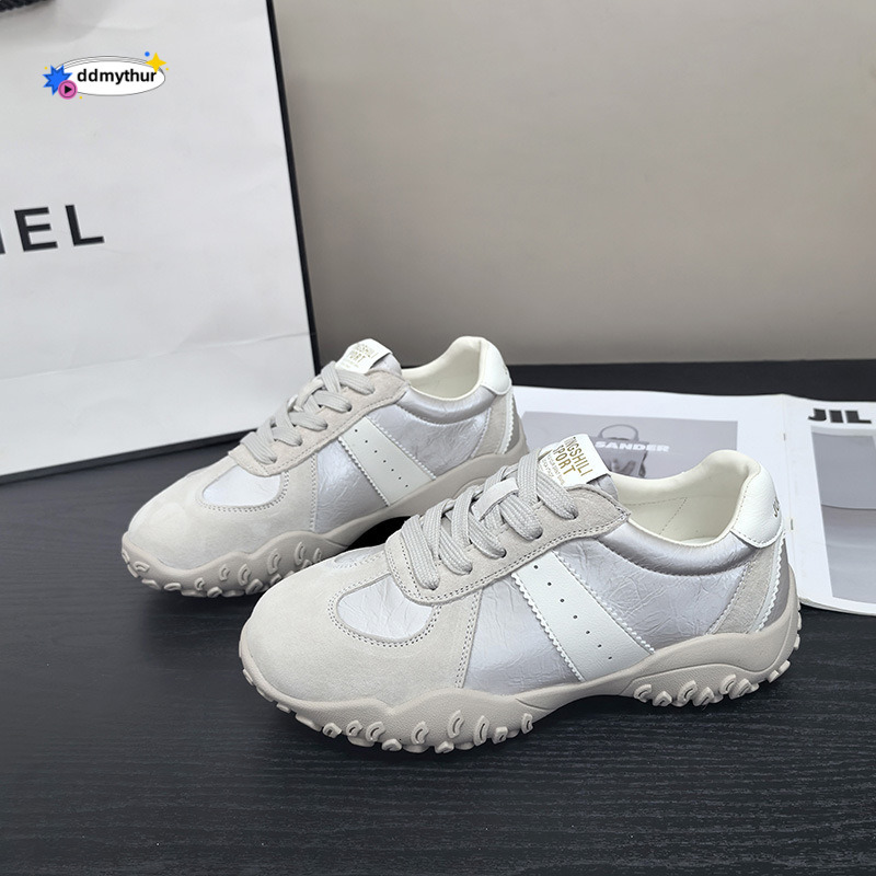 Genuine leather Forrest Gump women in spring 2025, new color blocked junior high school moral training for women, thick soled versatile casual women&#