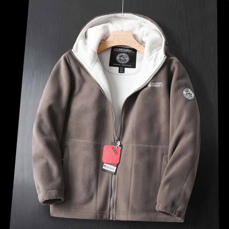 2024 Brand Winter Fleece Men's Casual Thickened Wool Jacket high quality Design Warm Fashion Hooded Coat Outdoor Ski Suit
