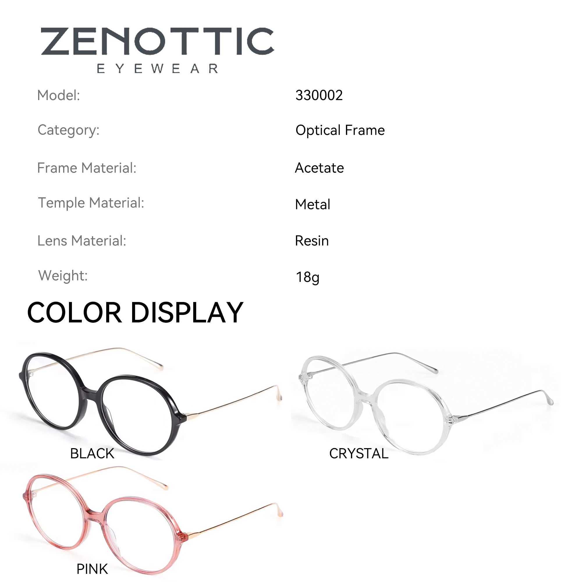 ZENOTTIC Acetate Prescription Ultra Lightweight Glasses Progressive Optical Eyeglasses for Women Round Anti Blue Light Eyewear W250513