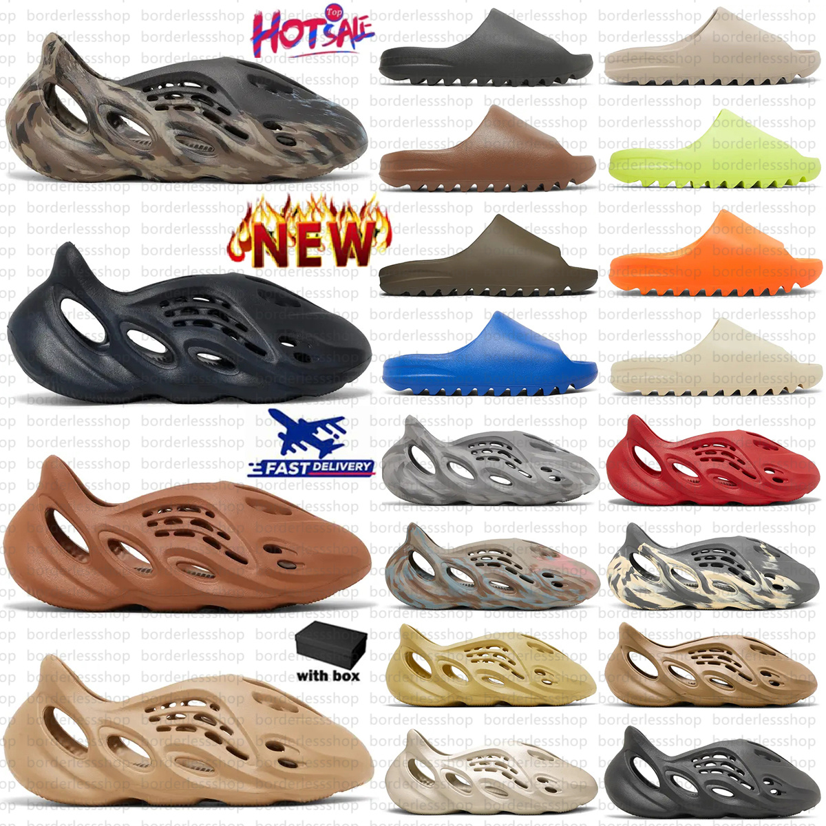 Slippers Foam Runner Sand Beach Slides Men Women Indoor Outdoor Black White Grey Size 36-48