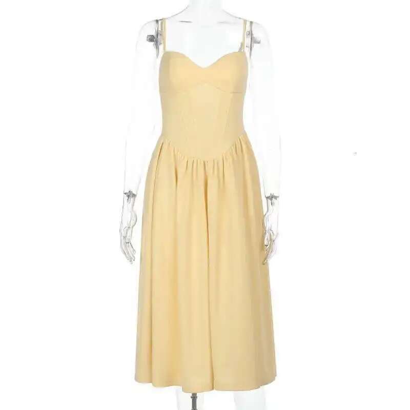 Townlike Elegant Midi Long Waist Wrap A-line Women Spaghetti Strap 2025 Spring Summer Dress Nightclub Sexy Party Dresses