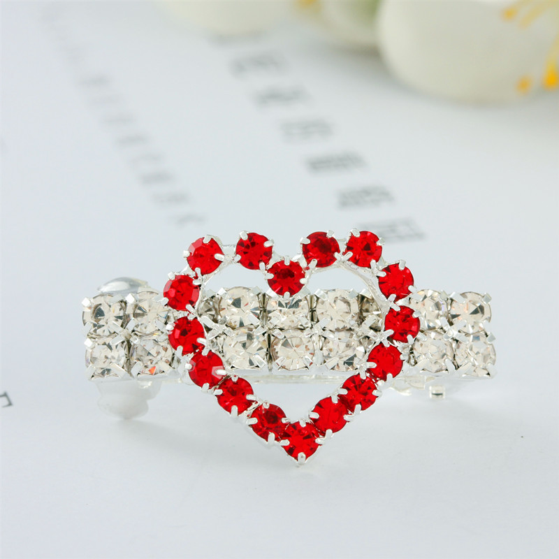4 Pieces Dog Luxury Hair Clips Pet Crystal Rhinestone Barrette Clips for Dog Puppy Heart Shape Pet Grooming Hair Accessories for Pet Girl S F32