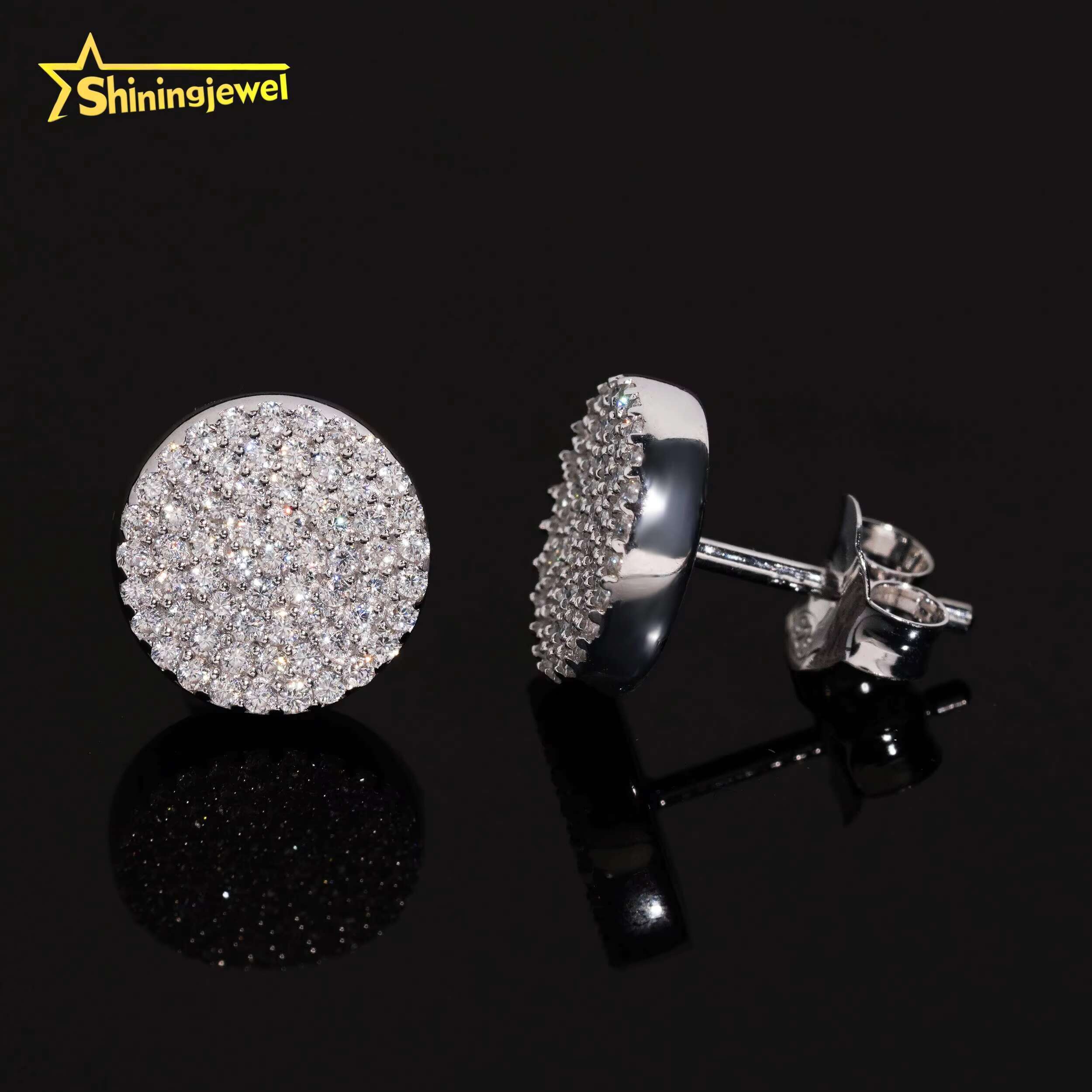 High Grade Fine Jewelry 925 Sterling Silver Iced Out Hip Hop Jewelry VVS Fashion Diamond Moissanite Stud Earrings