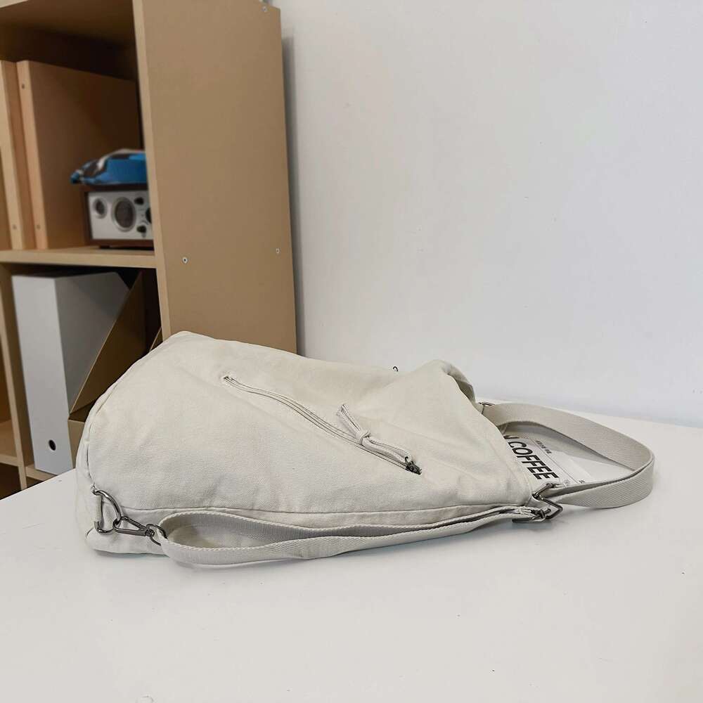 Women's Multi-Purpose Large Capacity Pure Color Design Versatile Commuter Crossbody Personalized Trendyy Canvas Shoulder Bag Backpack