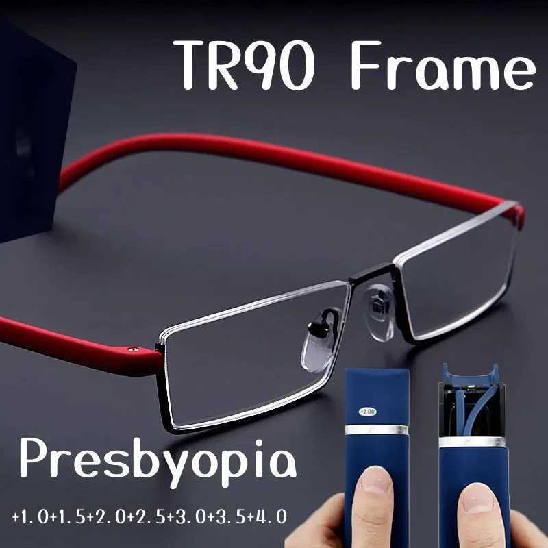Flexible Half Frame Reading Glasses with Box Men Women Portable Anti-blue Eyeglasses Unisex Presbyopia Eyewear +1.0 To +4.0 W250513