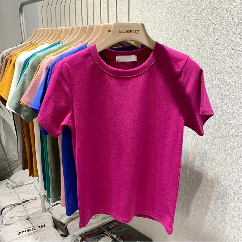 Women T Shirt Loose and Breathable O Neck Solid Color TShirt Woman Clothes Tops Tshirt Female Short Sleeve Summer Tee Y2k Top 250513