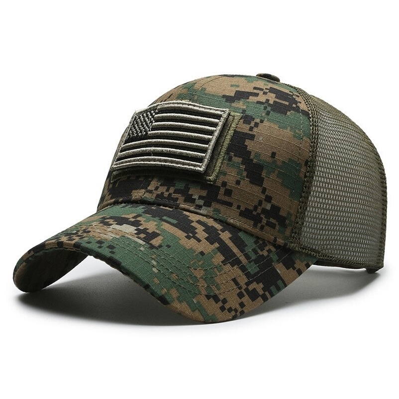 American Flag Camouflage Sticker Embroidered Baseball Cap Net Hat Men Outdoor Cap 250512
