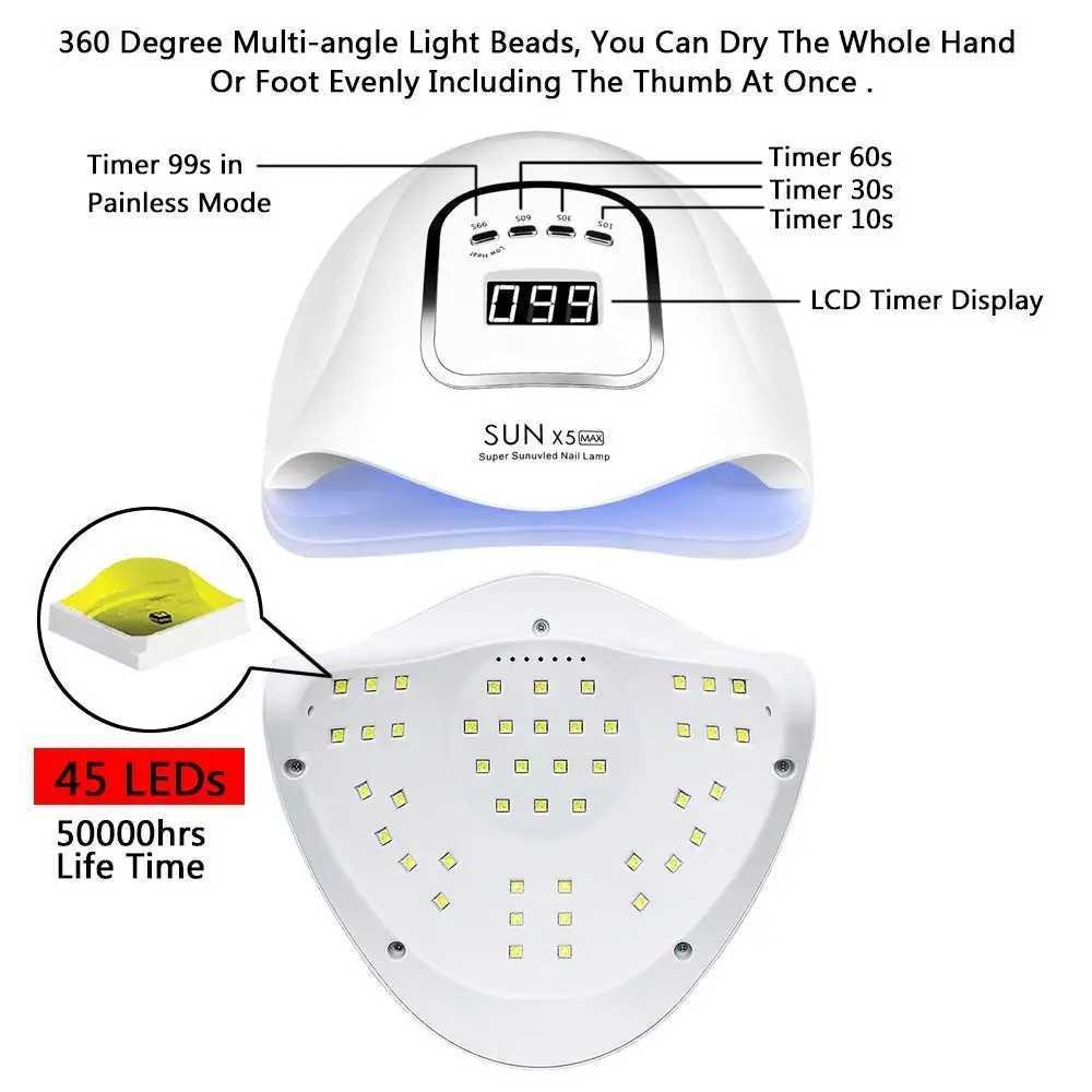 SUNX5 MAX UV LED Nail Lamp 50W Professional Nail Dryer Gel Polish Light Nail Polish Curing Gel LED Dryer with 4 Timer Setting W250513