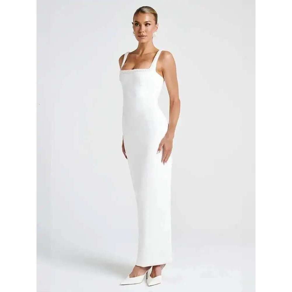 Townlike Pearl Backless Sexy Party Women Spaghetti Strap 2025 Spring Summer Dress Slim Bodycon Maxi Long Dresses