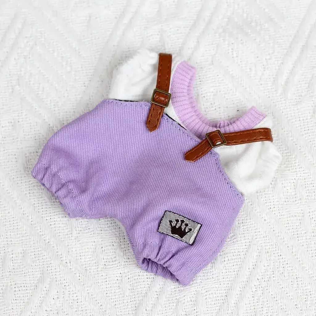 17cm Mini Plush DollS Clothes Outfit Accessories For Korea Kpop Exo Labubu Idol overalls pants set Macaron doll Clothing GiftT250513