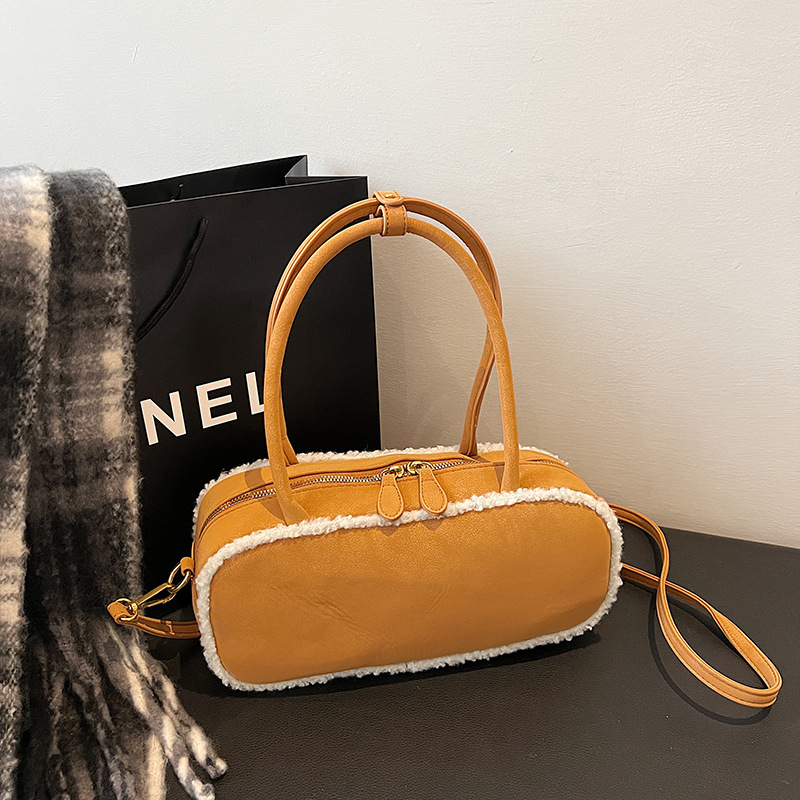 Bowling armpit 2025 new fashion trend large capacity contrasting color handbag shoulder women's bag